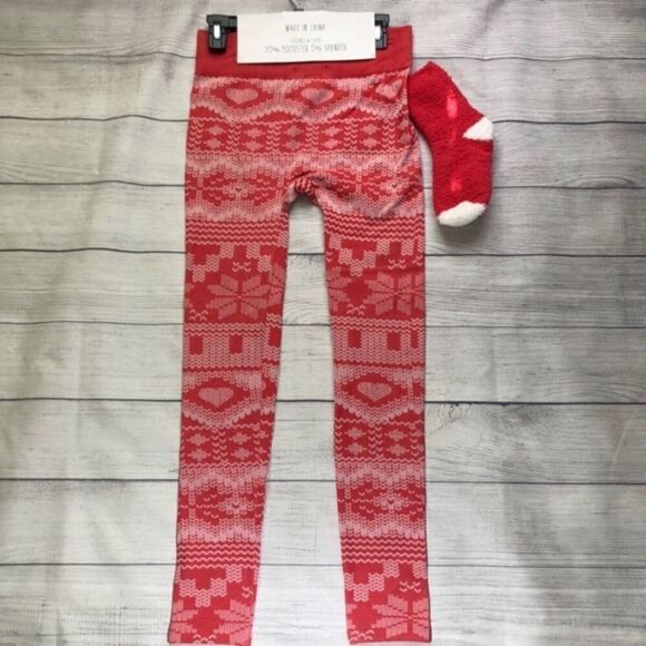 Derek Heart Holiday Print Leggings & Sock Set NWT - Picture 6 of 6